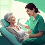 dentista para adultos mayores atendiendo paciente